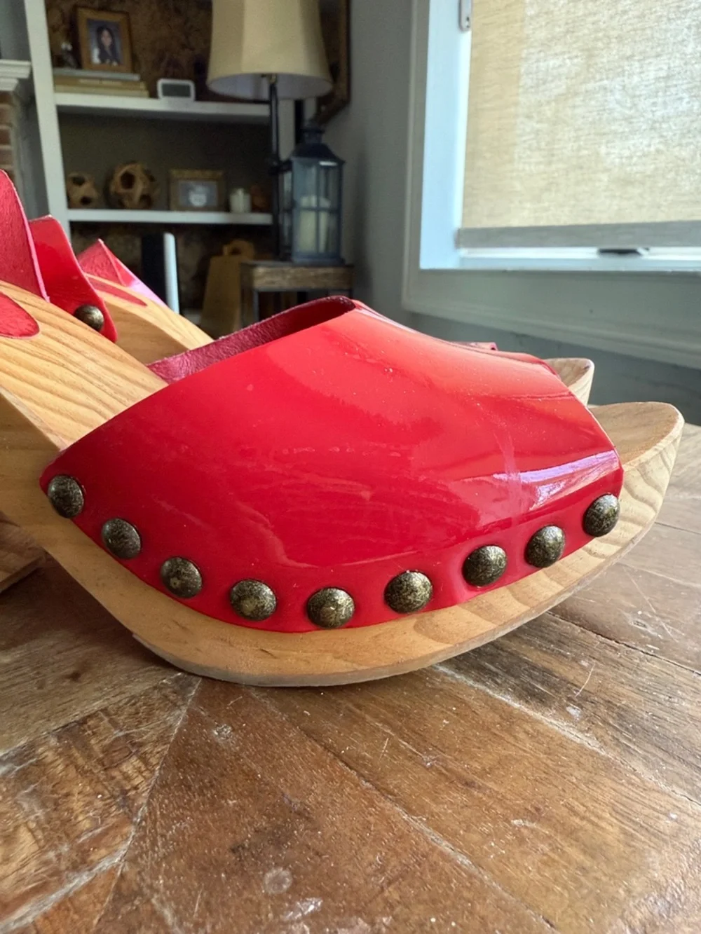Free People Pasadena Patent Leather Wood Clog Sandals 40/10 - Picture 6 of 7